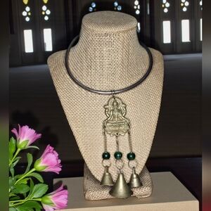 Vtg Buddhist Chime Necklace